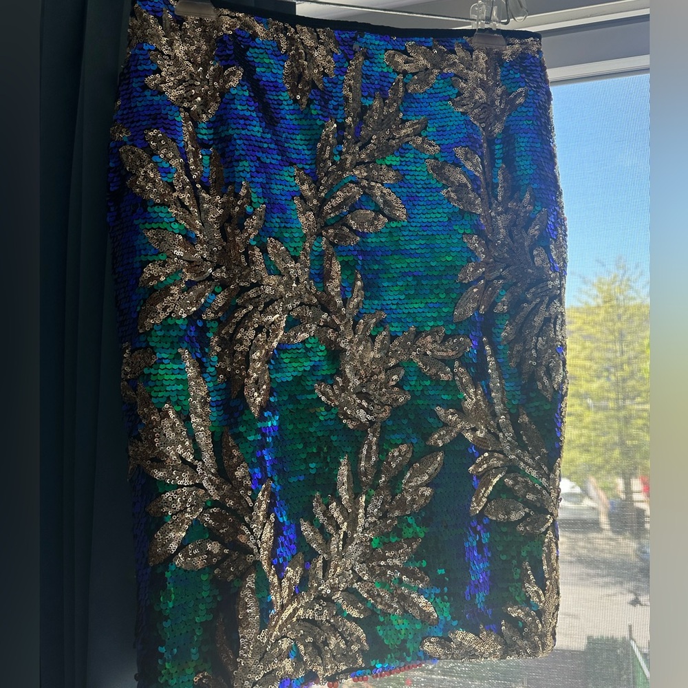Endless Rose Blue Green Sequin Embellished Pencil Skirt